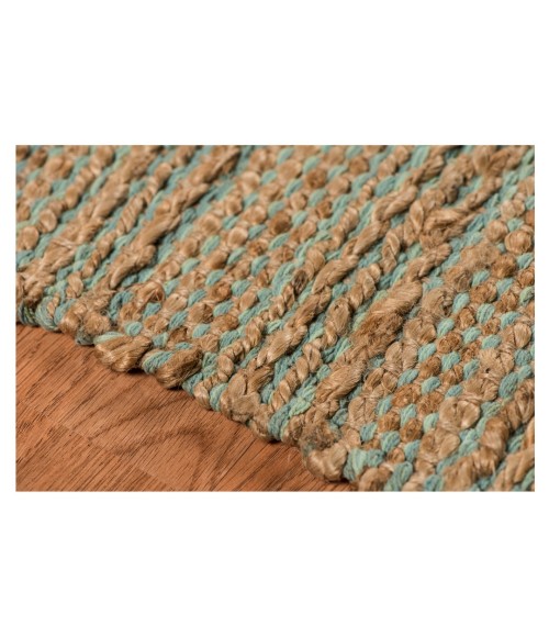 Amer Naturals Sinclair Aqua Organic Jute/Cotton Flatweave Area Rug 8'x10'