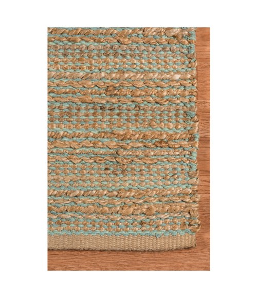 Amer Naturals Sinclair Aqua Organic Jute/Cotton Flatweave Area Rug 8'x10'