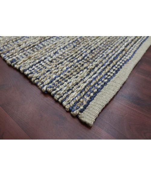 Amer Naturals Sinclair Navy Organic Jute/Cotton Flatweave Area Rug 5'x8'