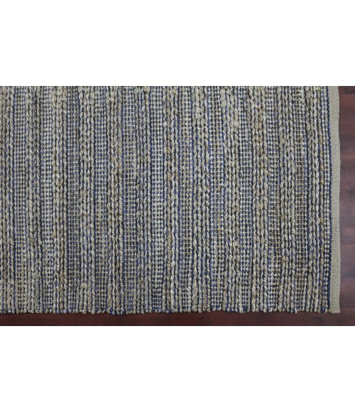 Amer Naturals Sinclair Navy Organic Jute/Cotton Flatweave Area Rug 5'x8'
