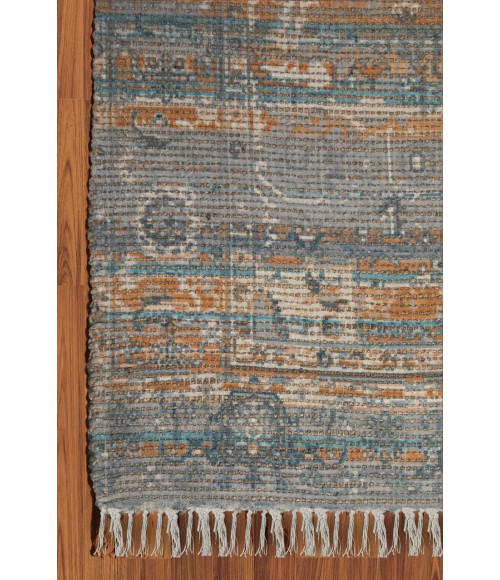 Amer Prairie Andover Blue/Orange Jute/Polyester Flatweave Area Rug 2'x3'