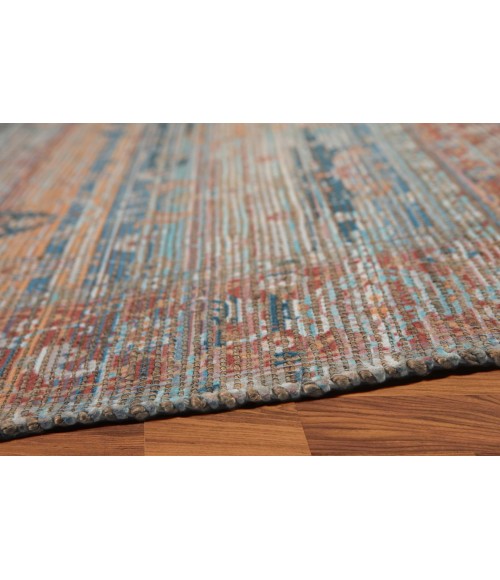 Amer Prairie Larson Blue/Red Jute/Polyester Flatweave Area Rug 5'x7'6"