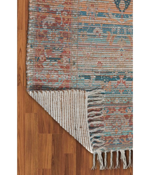 Amer Prairie Larson Blue/Red Jute/Polyester Flatweave Area Rug 5'x7'6"