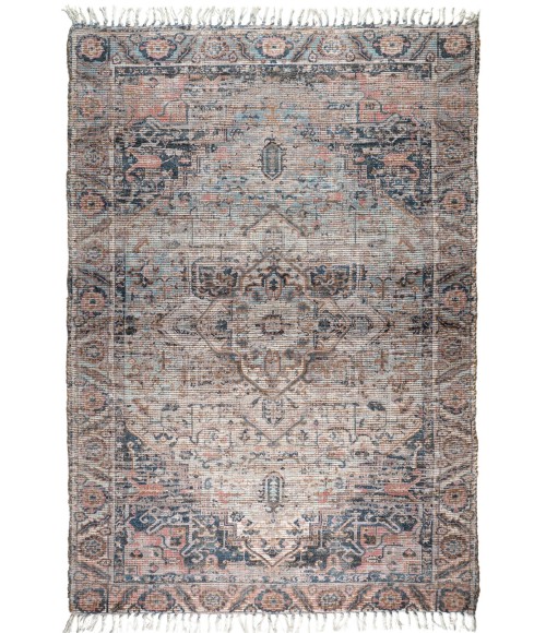 Amer Prairie Roeland Blue/Pink Jute/Polyester Flatweave Area Rug 5'x7'6"