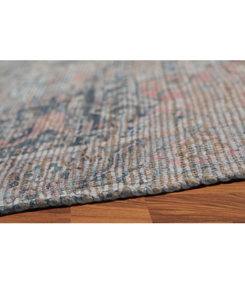 Amer Prairie Roeland Blue/Pink Jute/Polyester Flatweave Area Rug 5'x7'6"