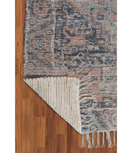 Amer Prairie Roeland Blue/Pink Jute/Polyester Flatweave Area Rug 5'x7'6"