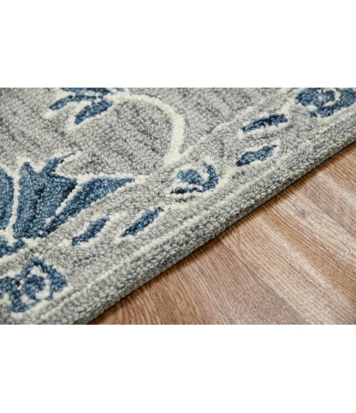 Amer Romania Hope Gray Hand-Hooked Wool Area Rug 8'x10'