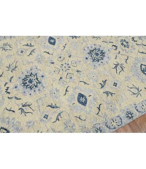 Amer Romania Newburg Light Blue Hand-Hooked Wool Area Rug 8'x10'