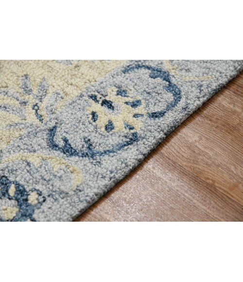 Amer Romania Newburg Light Blue Hand-Hooked Wool Area Rug 8'x10'