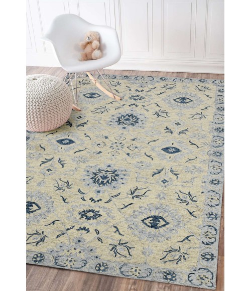 Amer Romania Newburg Light Blue Hand-Hooked Wool Area Rug 8'x10'