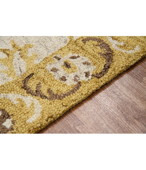 Amer Romania Newburg Gold Hand-Hooked Wool Area Rug 8'x10'