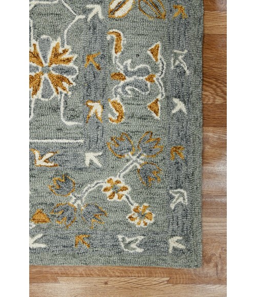 Amer Romania Pecos Gray/Orange Hand-Hooked Wool Area Rug 2'x3'
