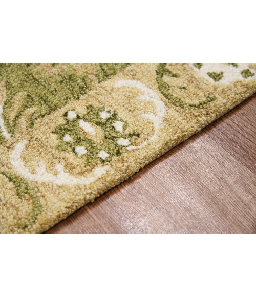 Amer Romania Newburg Olive Green Hand-Hooked Wool Area Rug 8'x10'
