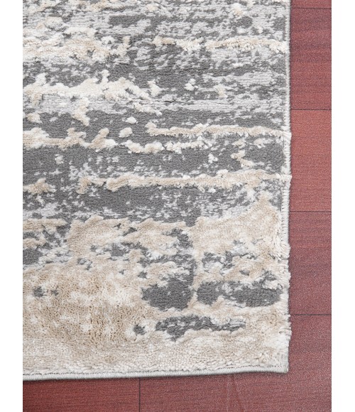 Amer Savannah Erica Gray/Blue Polyester Blend Area Rug 5'3"x7'9"