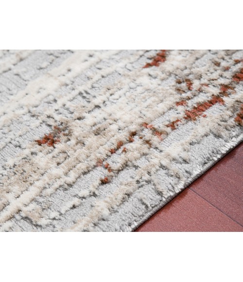 Amer Savannah Dylanne Gray/Red Polyester Blend Area Rug 5'3"x7'9"