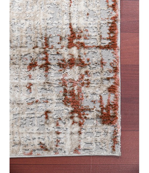 Amer Savannah Dylanne Gray/Red Polyester Blend Area Rug 5'3"x7'9"