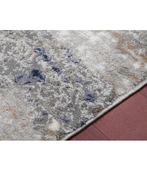 Amer Savannah Hannah Gray/Blue Polyester Blend Area Rug 8'10"x11'10"