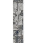 Amer Savannah Hannah Gray/Blue Polyester Blend Runner Rug 2'8"x10'