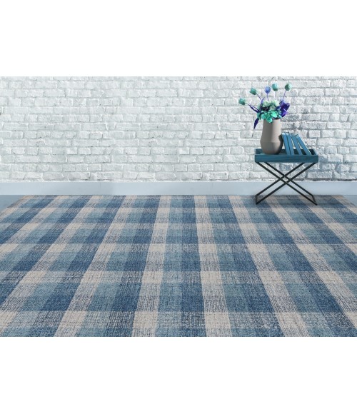 Amer Tartan Cartwell Blue Plaid Hand-Tufted Wool Area Rug 3'6"x5'6"