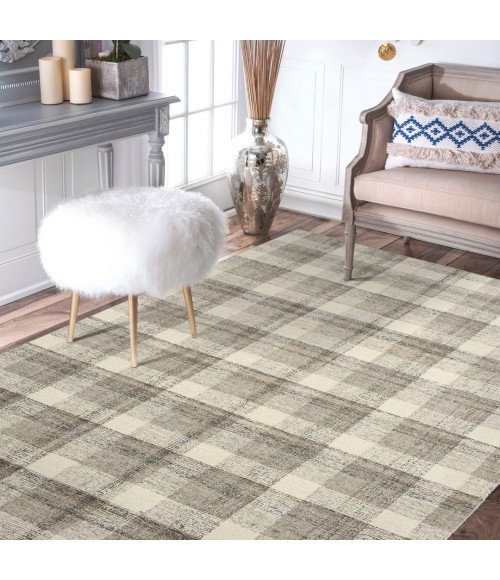 Amer Tartan Cartwell Sand Plaid Hand-Tufted Wool Area Rug 9'x13'