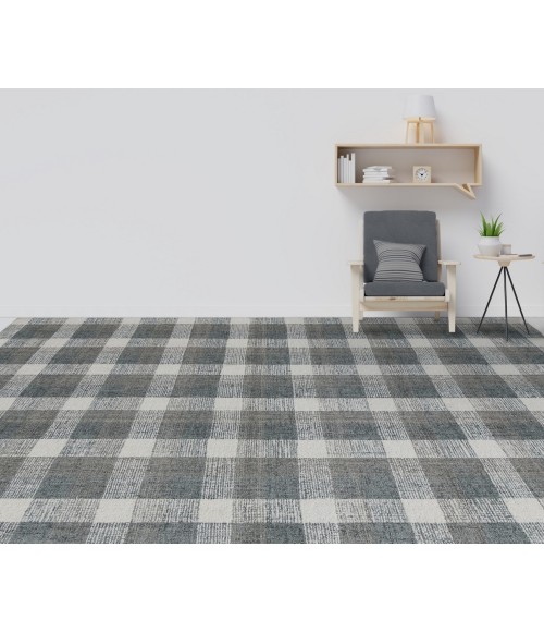 Amer Tartan Cartwell Dark Gray Plaid Hand-Tufted Wool Area Rug 9'x13'
