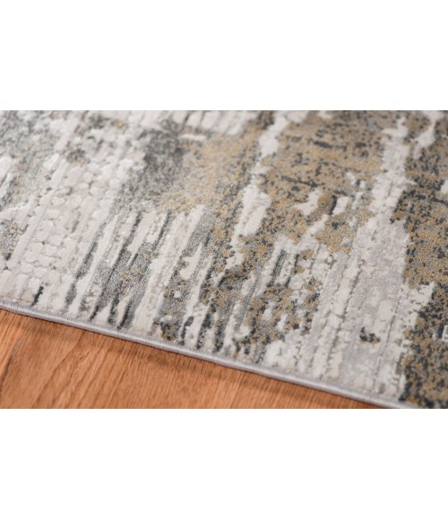 Amer Venice Frasier Ivory/Gold Abstract Runner Rug 3'x9'10"