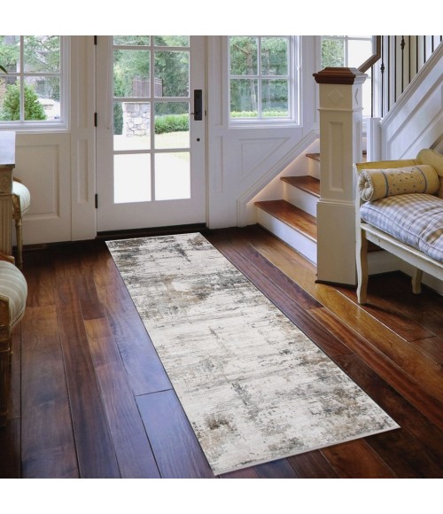 Amer Venice Frasier Ivory/Gold Abstract Runner Rug 3'x9'10"