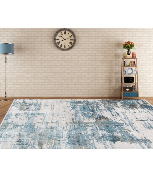 Amer Venice Hayden Ivory/Blue Abstract Area Rug 2'x3'