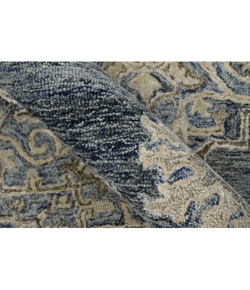 Amer Vestige Nucia Blue/Taupe Hand-Tufted Wool Blend Area Rug 5'x7'6"