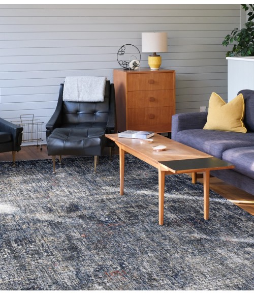 Amer Vermont Bianca Gray/Orange Polyester Area Rug 7'10" x 9'10"