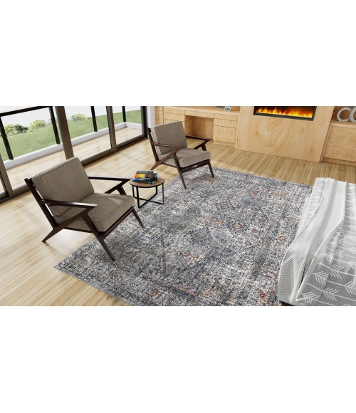 Amer Vermont Chelsea Gray/Ivory Polyester Area Rug 7'10" x 9'10"