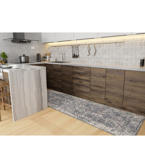 Amer Vermont Chelsea Gray/Ivory Polyester Runner Rug 2'7" x 8'