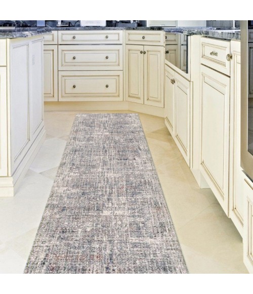 Amer Vermont Erysse Gray/Orange Polyester Runner Rug 2'7" x 8'