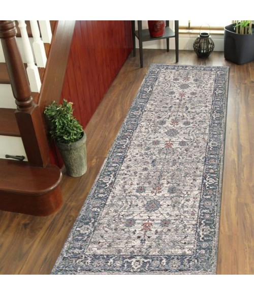 Amer Vermont Glidel Ivory/Gray Polyester Runner Rug 2'7" x 8'