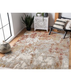 Amer Yasmin Acy Red/Cream Abstract Polyester Area Rug 5'3" x 7'3"