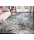 Yasmin Deva Blue/Gray Abstract Polyester Area Rug