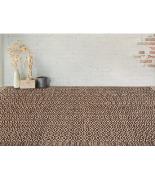 Amer Zola Parquet Black/Tan Jute/Rayon Flatweave Area Rug 8'x10'