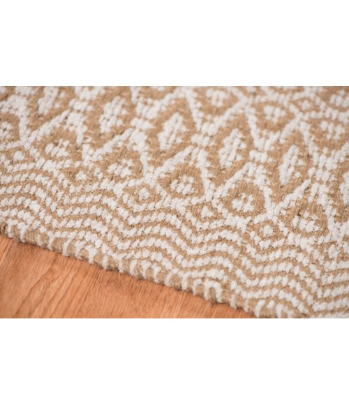 Amer Zola Parquet White/Tan Jute/Rayon Flatweave Area Rug 8'x10'