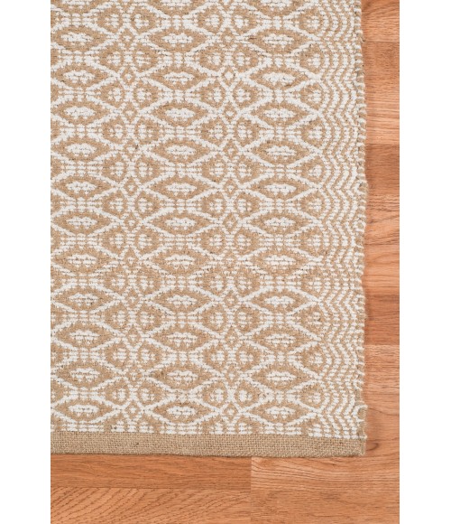 Amer Zola Parquet White/Tan Jute/Rayon Flatweave Area Rug 8'x10'