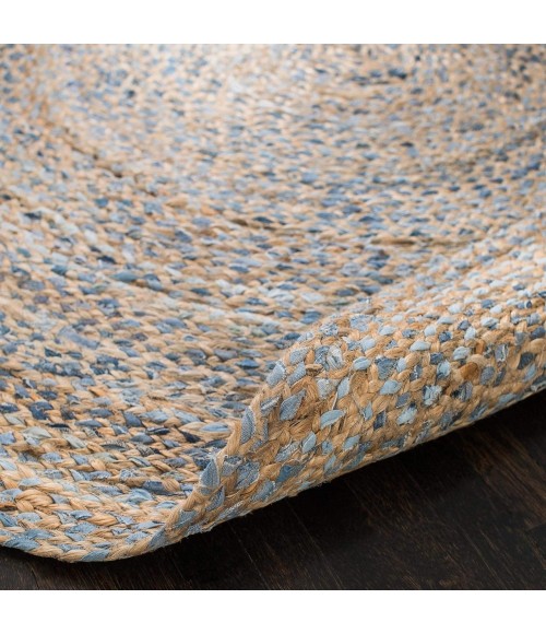 6' Round Kerala Denim & Jute Rug - Rugs Town 6' Round Kerala Denim & Jute Rug