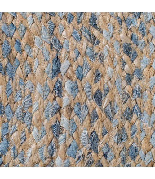 Anji Mountain Kerala Denim & Jute Rug Anji Mountain 8' Round Kerala Denim & Jute Rug