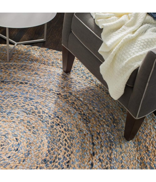 Anji Mountain Kerala Denim & Jute Rug Anji Mountain 8' Round Kerala Denim & Jute Rug