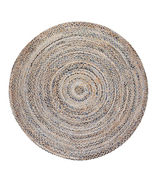 Anji Mountain Kerala Denim & Jute Rug Anji Mountain 8' Round Kerala Denim & Jute Rug