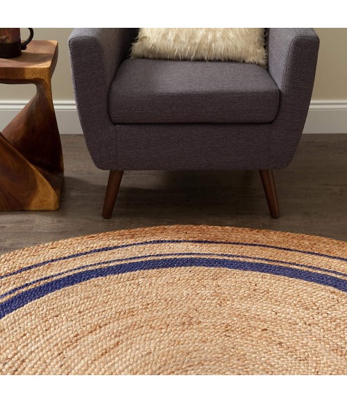 Anji Mountain Kerala Midnite Jute Rug Anji Mountain 8' Round Kerala Midnite Jute Rug