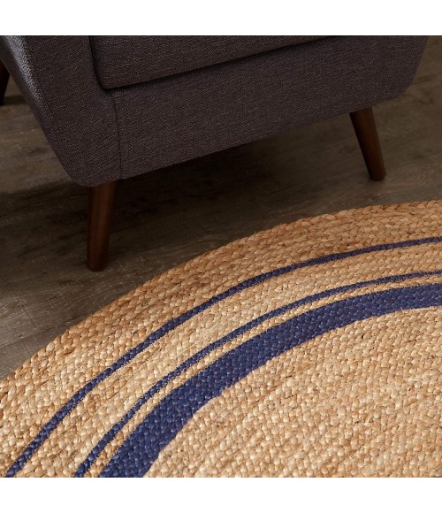 Anji Mountain Kerala Midnite Jute Rug Anji Mountain 8' Round Kerala Midnite Jute Rug