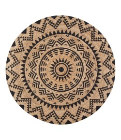 Anji Mountain 4' Round Cortez Tribal Circular Screen Print Rug