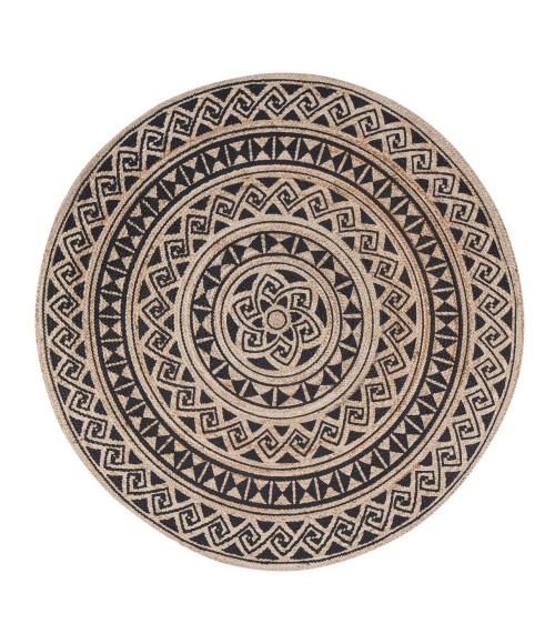 Anji Mountain Shanti Black & Tan Jute Rug Anji Mountain 6' Round Shanti Black & Tan Jute Rug