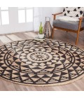 Anji Mountain 4' Round Pippin Black & Tan Jute Rug