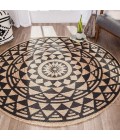 Anji Mountain 4' Round Pippin Black & Tan Jute Rug