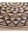 Anji Mountain 4' Round Pippin Black & Tan Jute Rug